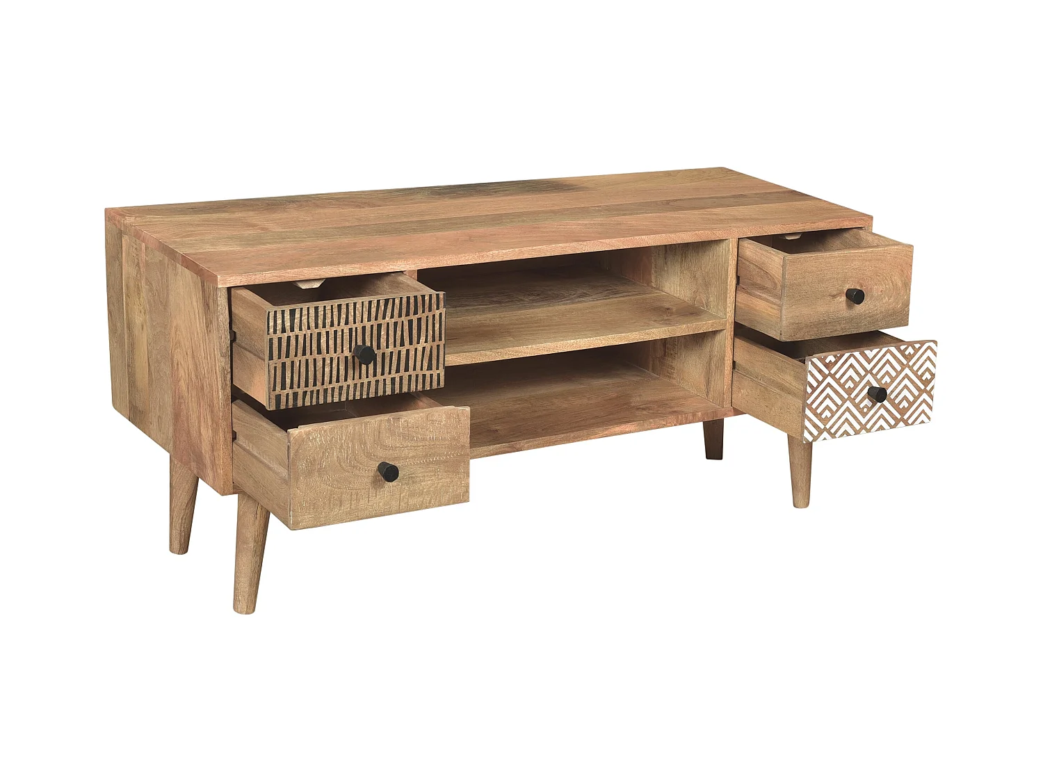 Soporte de TV de madera con 2 nichos y 4 cajones - Tali