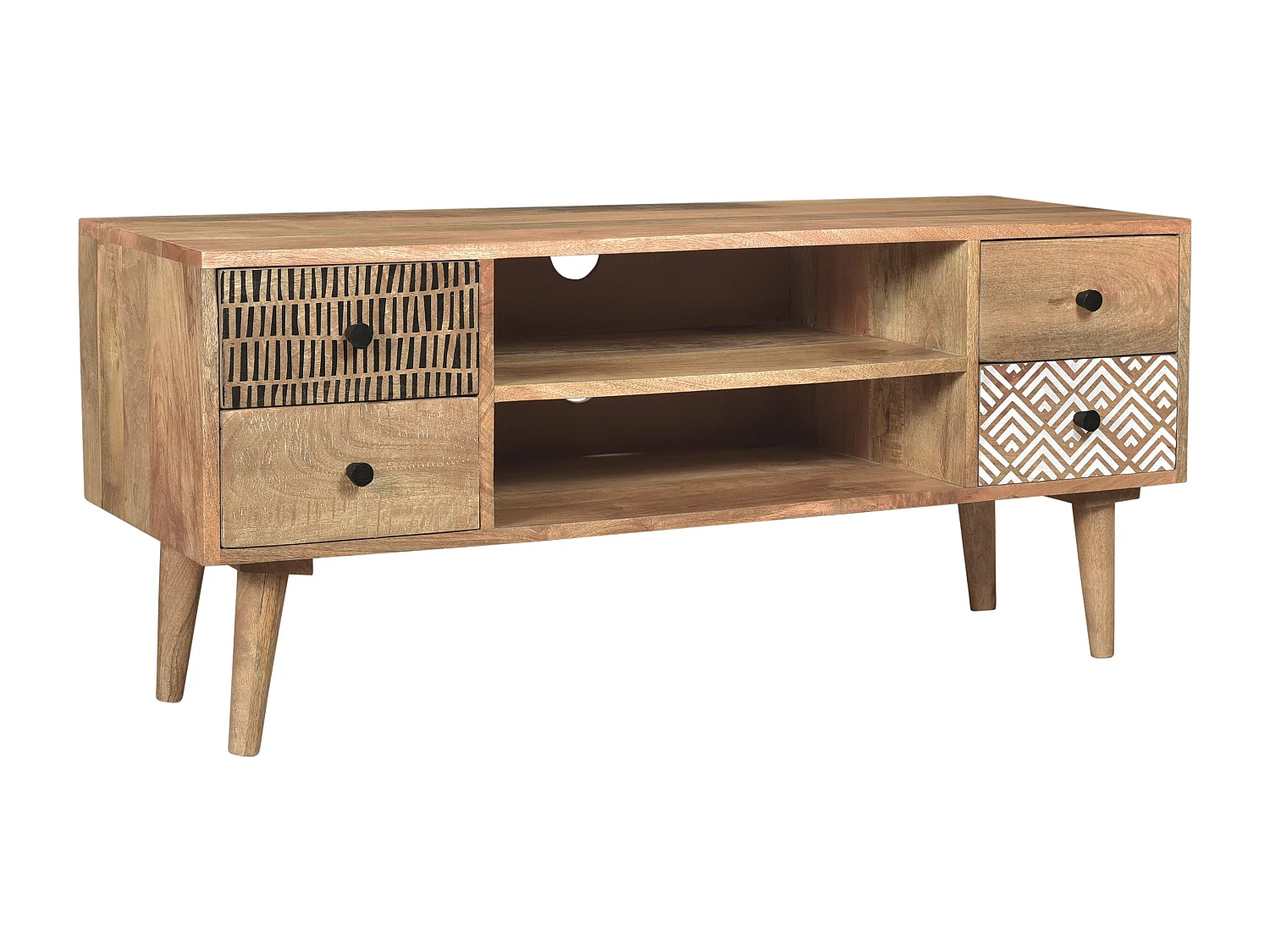 Soporte de TV de madera con 2 nichos y 4 cajones - Tali