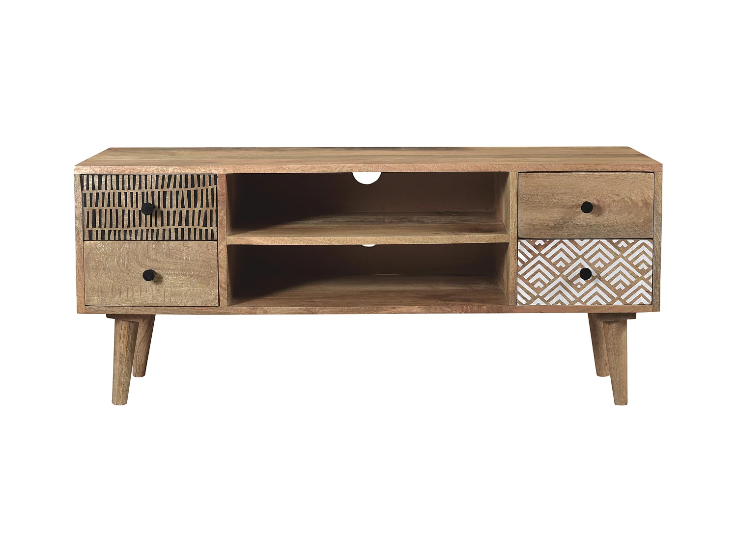 Meuble TV en bois de manguier à motifs 117 cm - Tali
