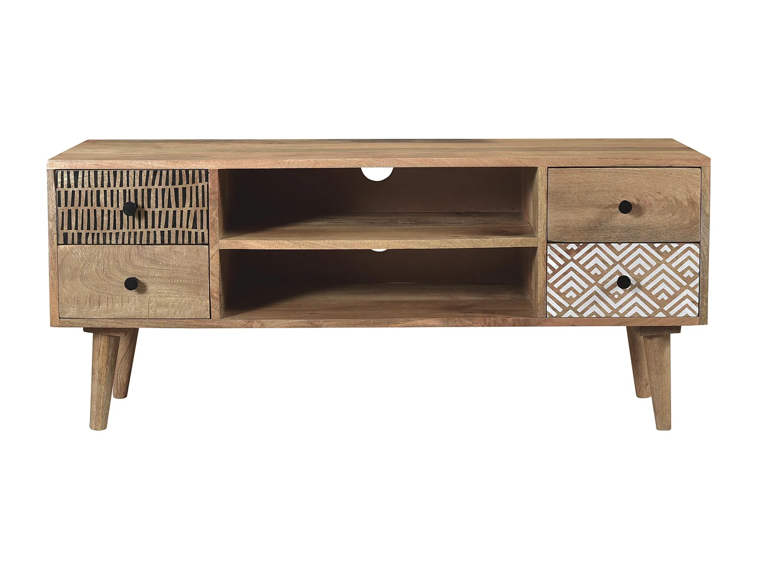 Meuble TV en bois de manguier à motifs 117 cm - Tali