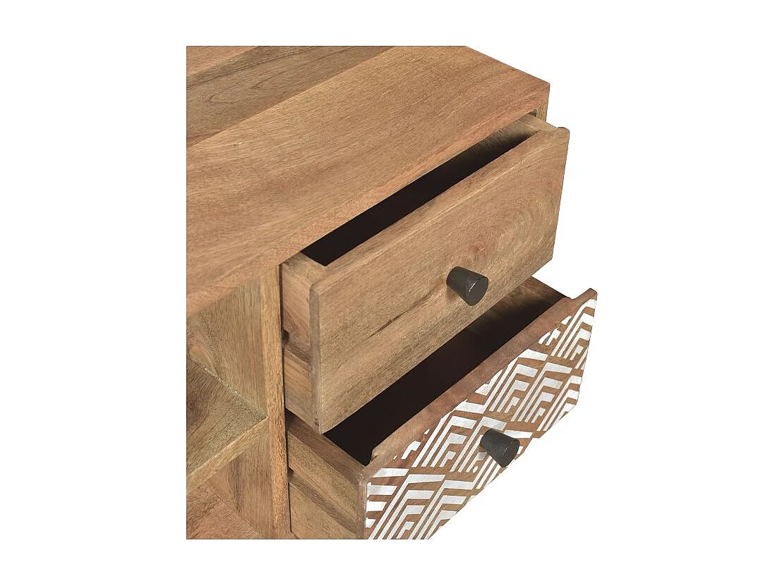 Meuble TV en bois de manguier à motifs 117 cm - Tali