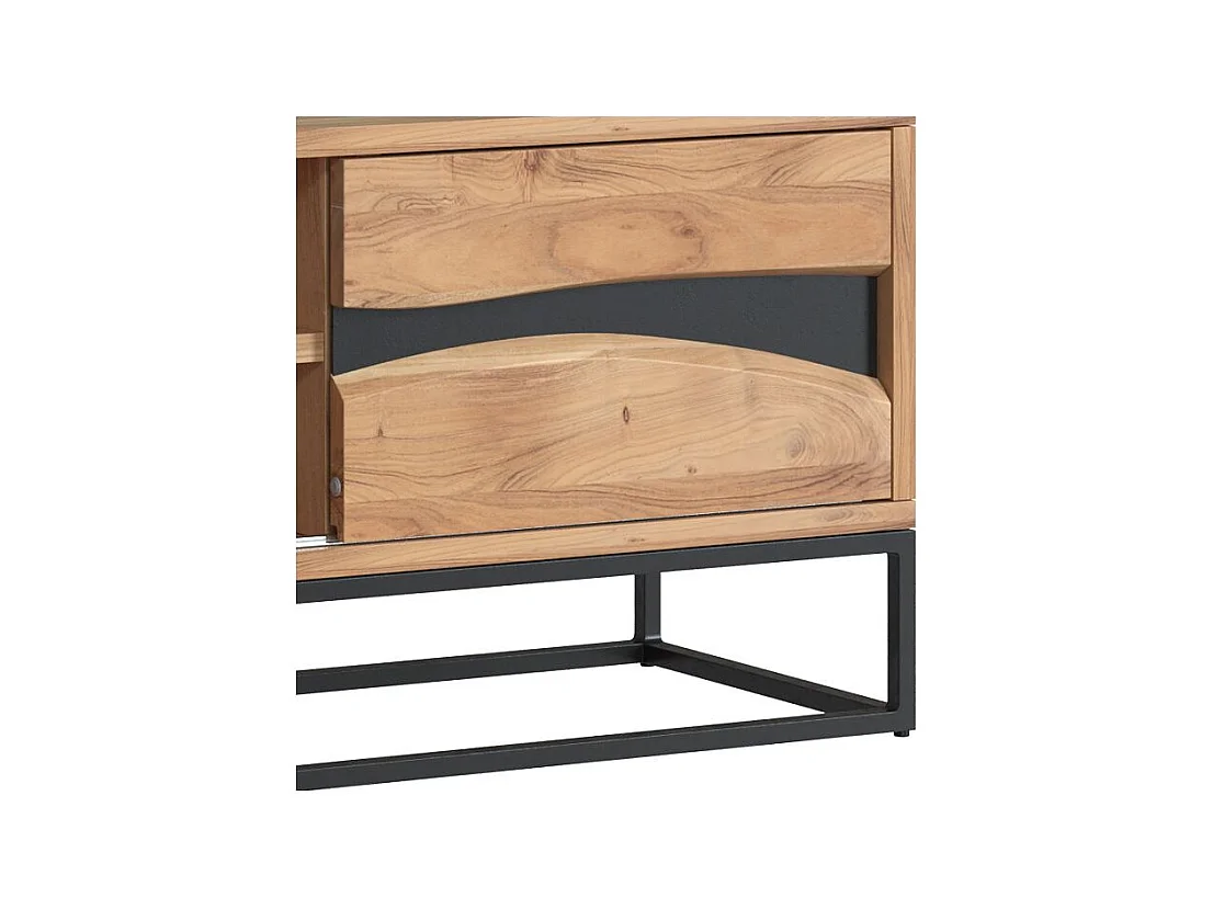 Meuble TV en bois d'acacia massif et métal 140 cm - Alabama