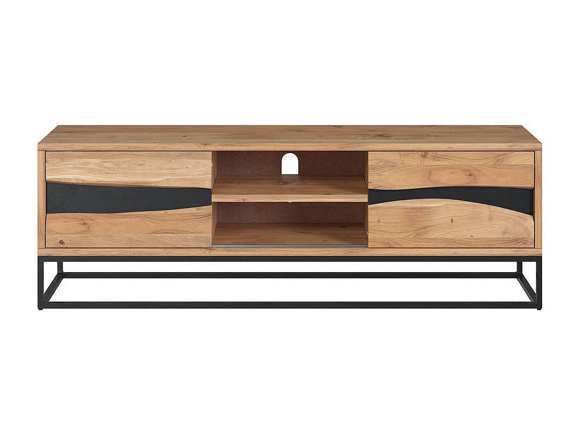Meuble TV en bois d'acacia massif et métal 140 cm - Alabama
