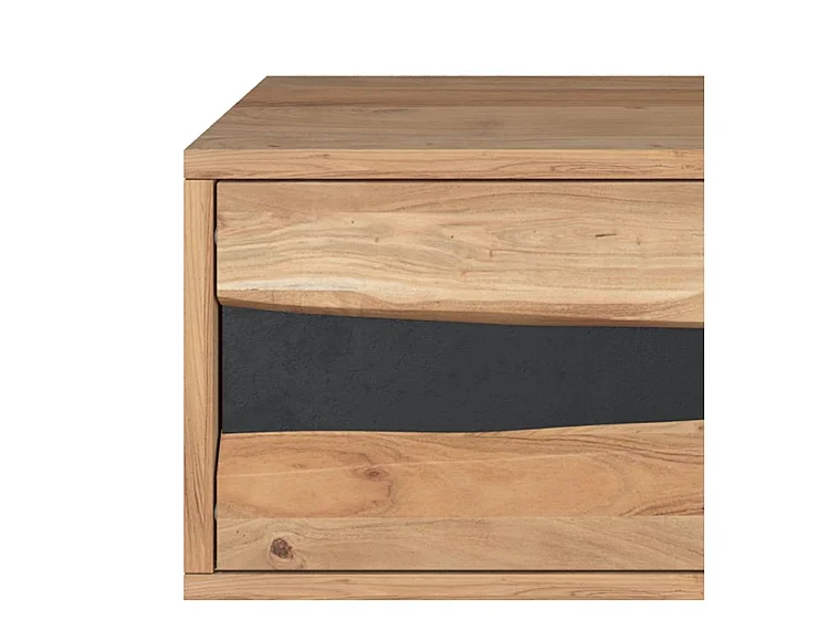 Meuble TV en bois d'acacia massif et métal 140 cm - Alabama