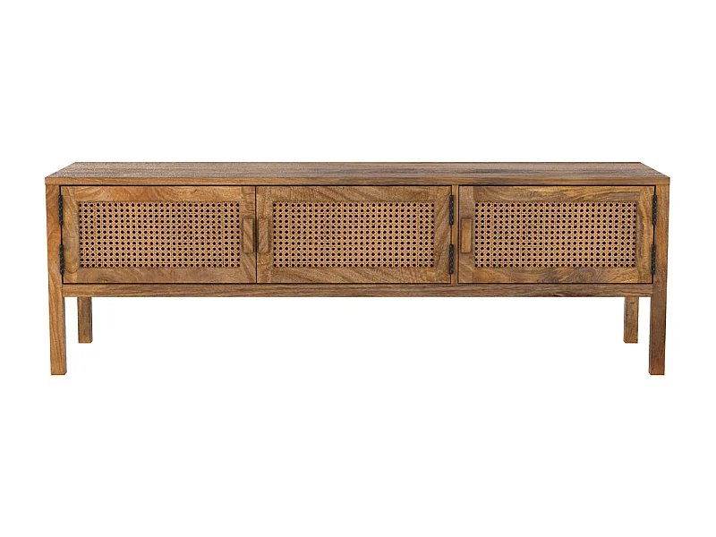 Meuble TV cannage et bois de manguier 140 cm - Tiki