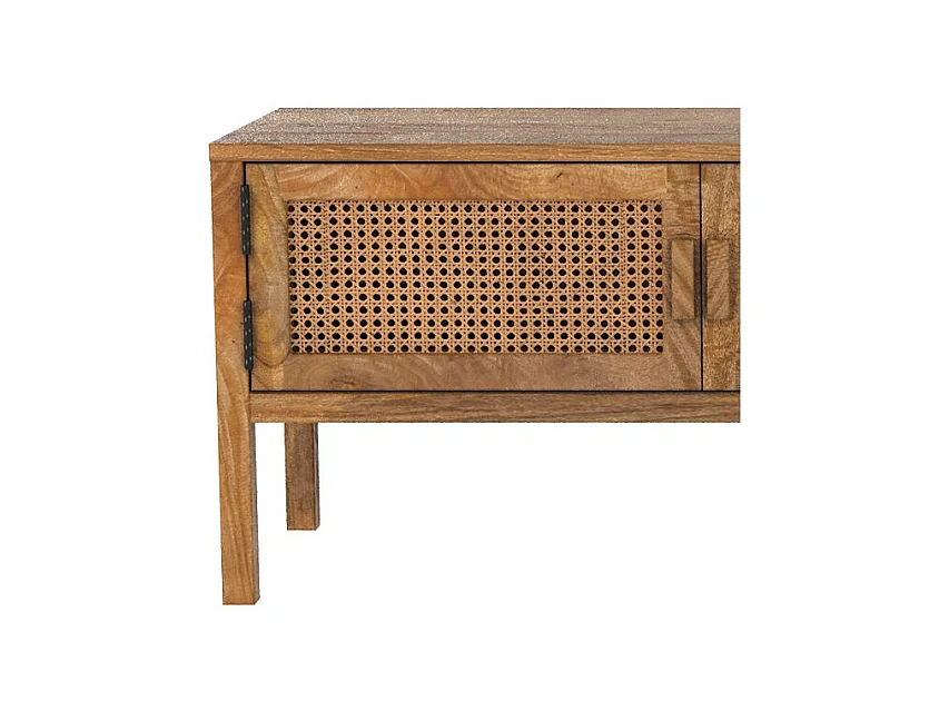 Porta TV a 3 ante in legno e canna - Tiki