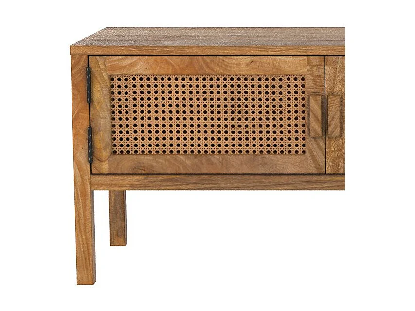 Meuble TV cannage et bois de manguier 140 cm - Tiki