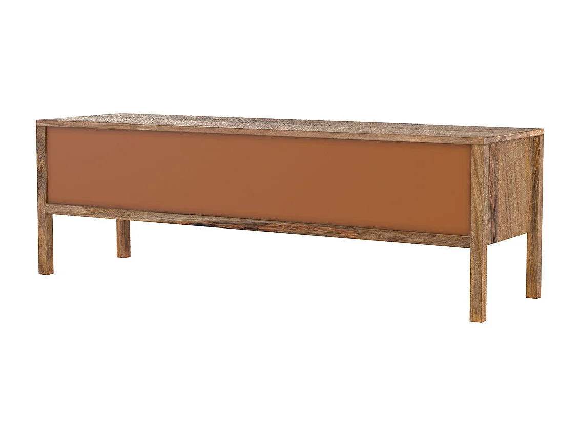 Meuble TV cannage et bois de manguier 140 cm - Tiki