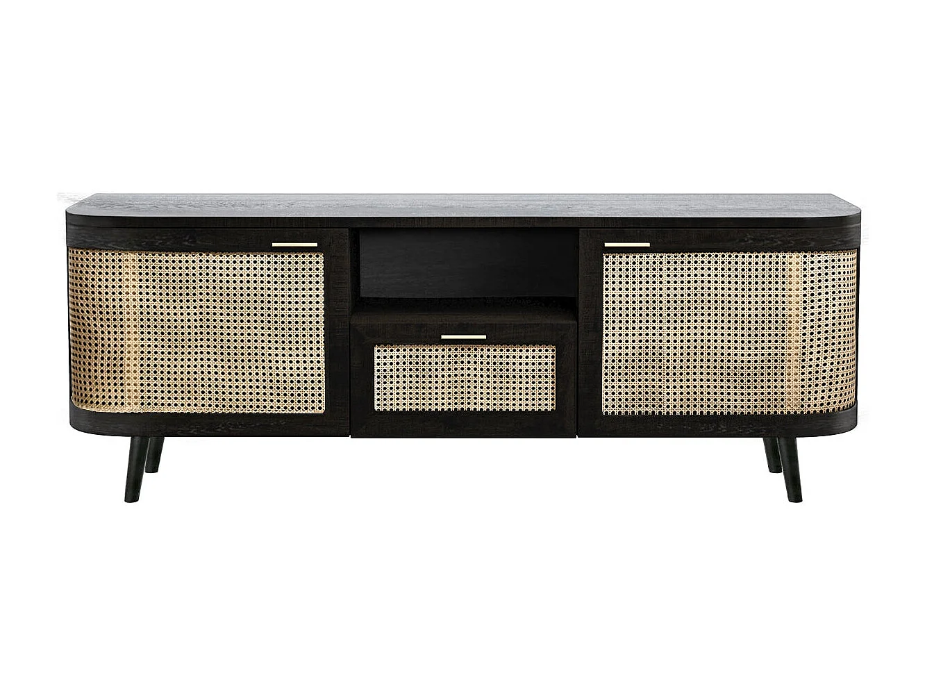 Soporte de TV de madera de mango y caña - Wendy