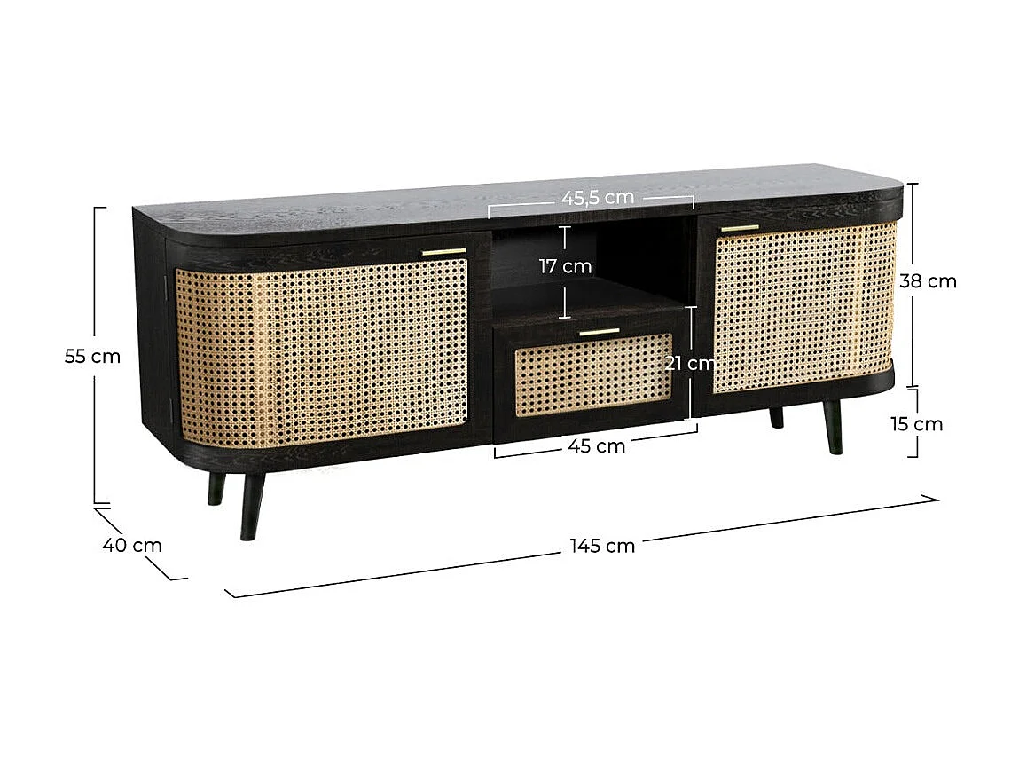 Soporte de TV de madera de mango y caña - Wendy