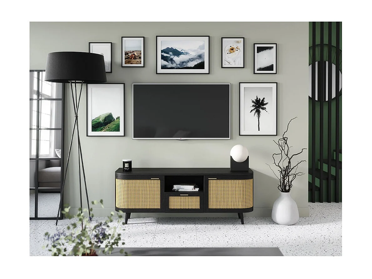 Soporte de TV de madera de mango y caña - Wendy