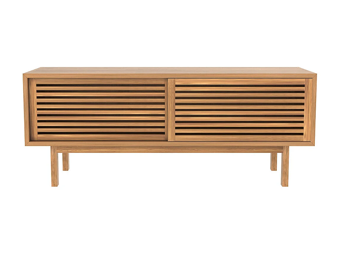 Mueble de TV en madera de teca, 2 puertas correderas - Bormes