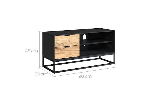 Meuble TV en bois d'acacia et métal 90 cm - Jakson
