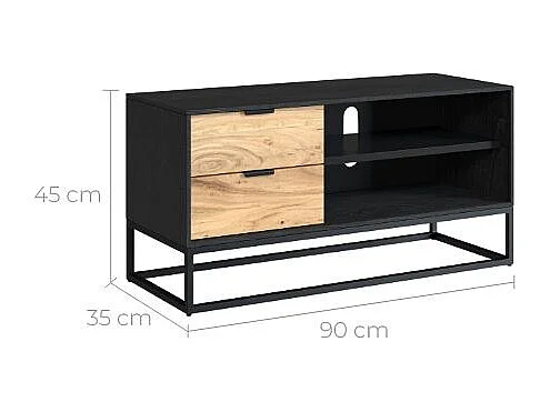 Meuble TV en bois d'acacia et métal 90 cm - Jakson