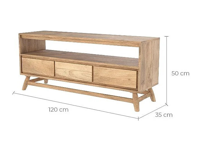 Meuble TV en bois de manguier 120 cm - Edgar