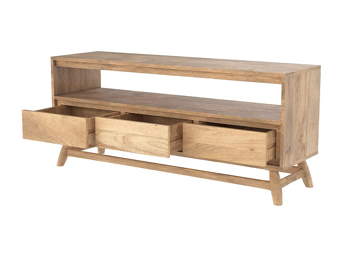 Meuble TV en bois de manguier 120 cm - Edgar