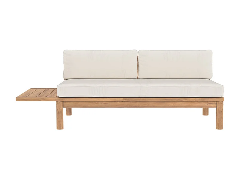 Sofá de jardín de 2 plazas en madera de teca maciza y tela - Nadila