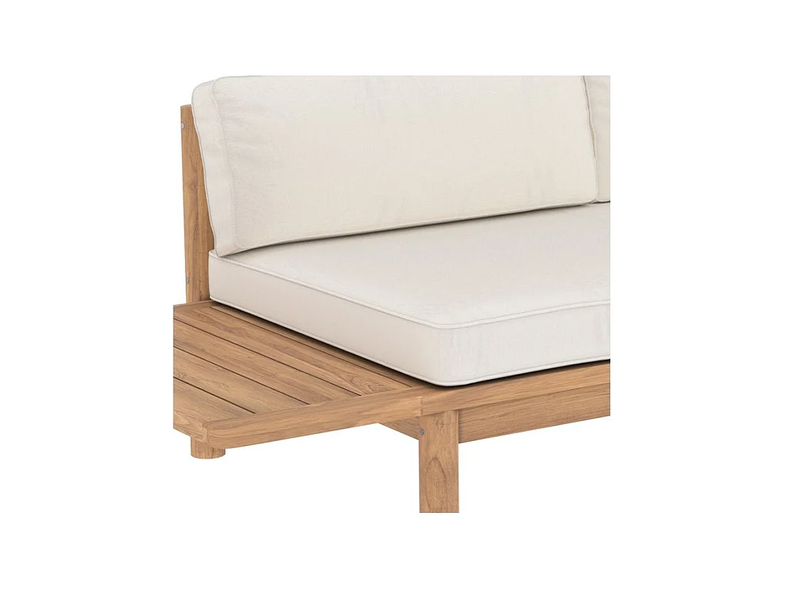 Divano da giardino a 2 posti in legno massiccio di teak e tessuto - Nadila