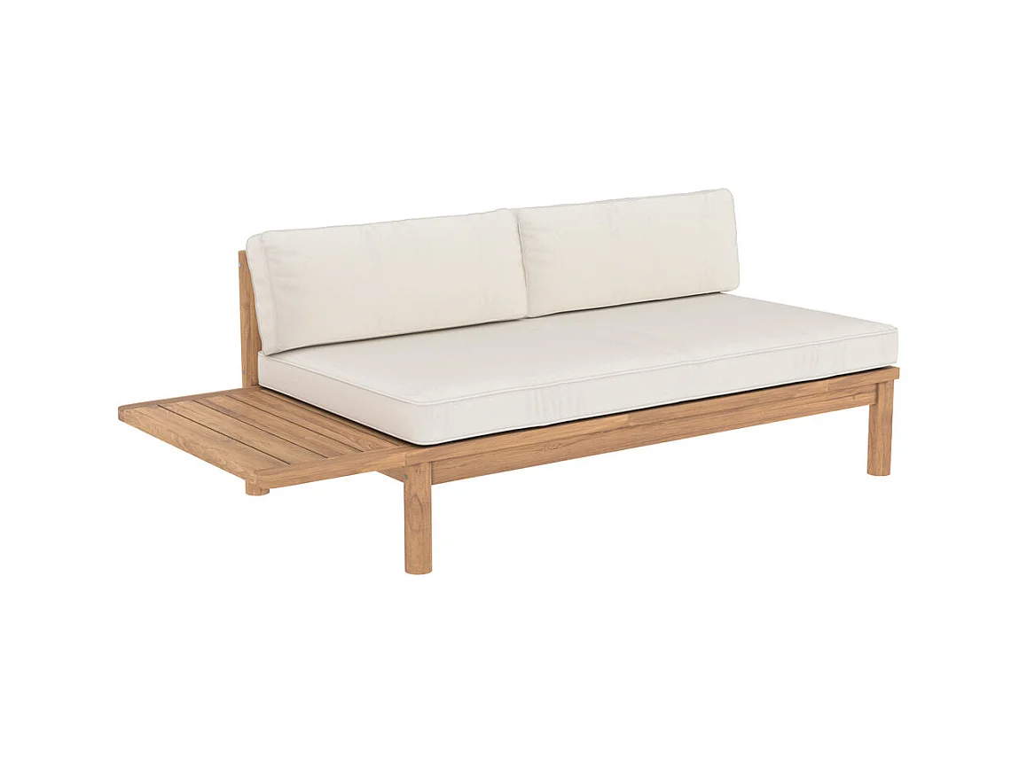 Divano da giardino a 2 posti in legno massiccio di teak e tessuto - Nadila