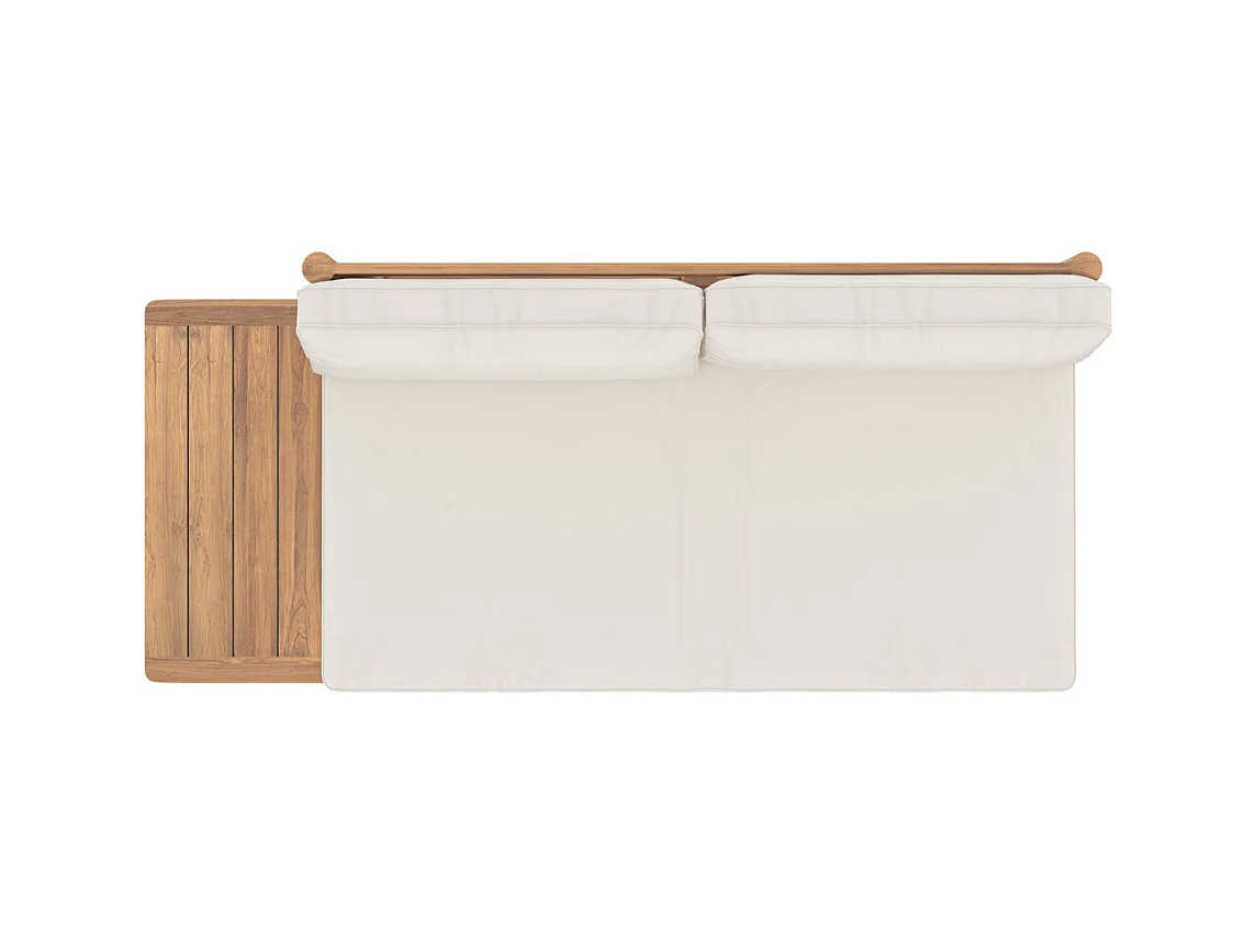 Divano da giardino a 2 posti in legno massiccio di teak e tessuto - Nadila