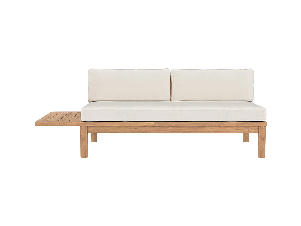 Sofá de jardín de 2 plazas en madera de teca maciza y tela - Nadila