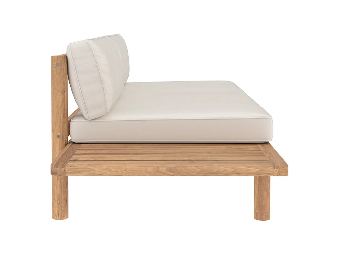 Sofá de jardín de 2 plazas en madera de teca maciza y tela - Nadila