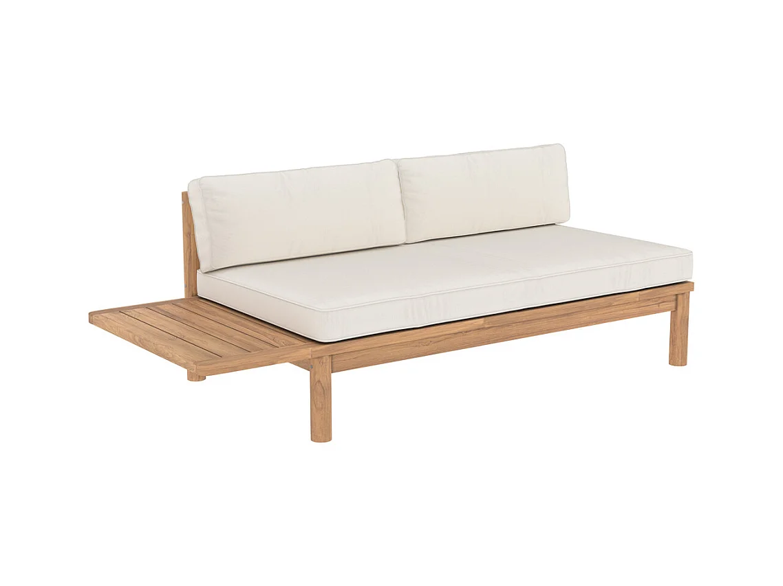Sofá de jardín de 2 plazas en madera de teca maciza y tela - Nadila
