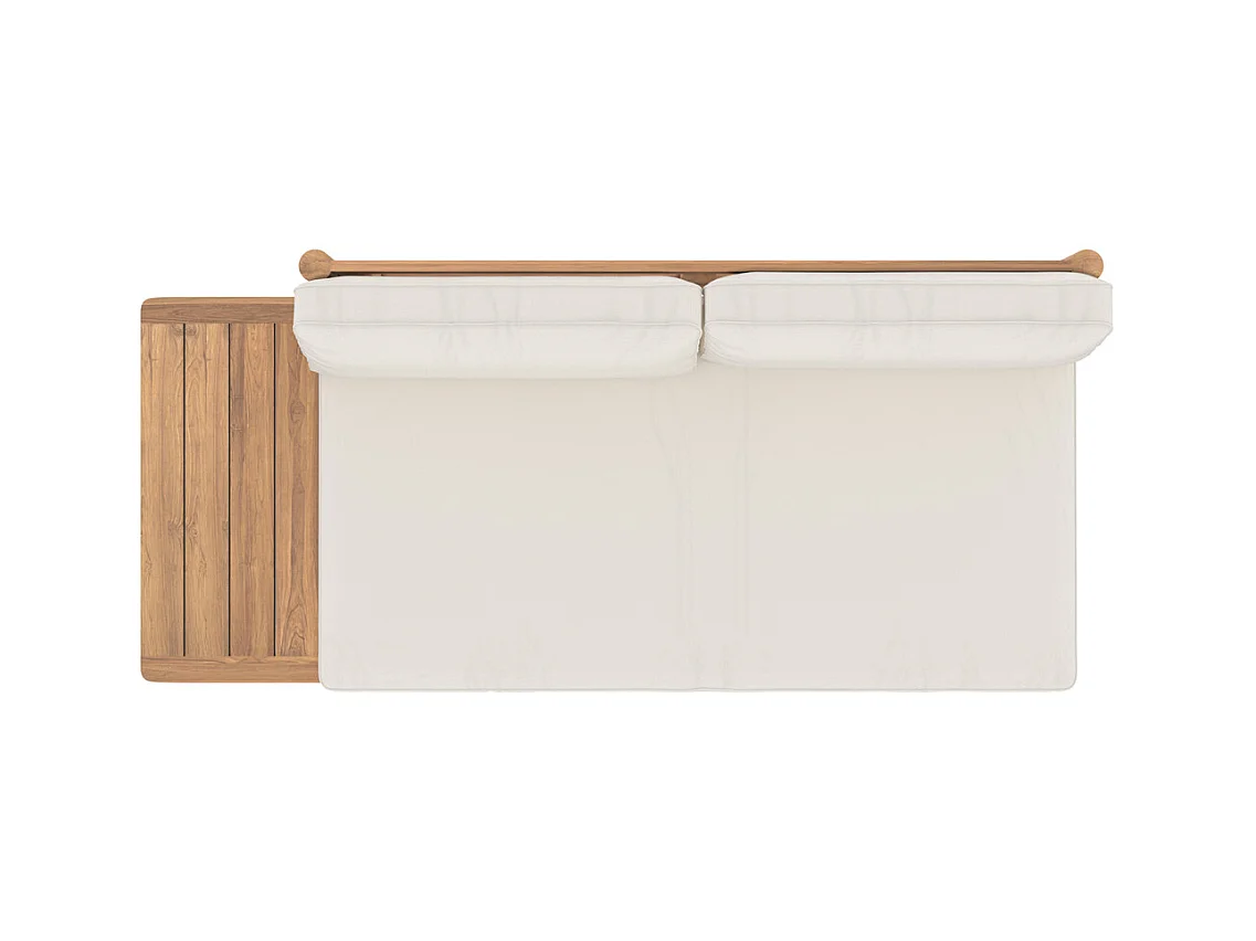 Sofá de jardín de 2 plazas en madera de teca maciza y tela - Nadila