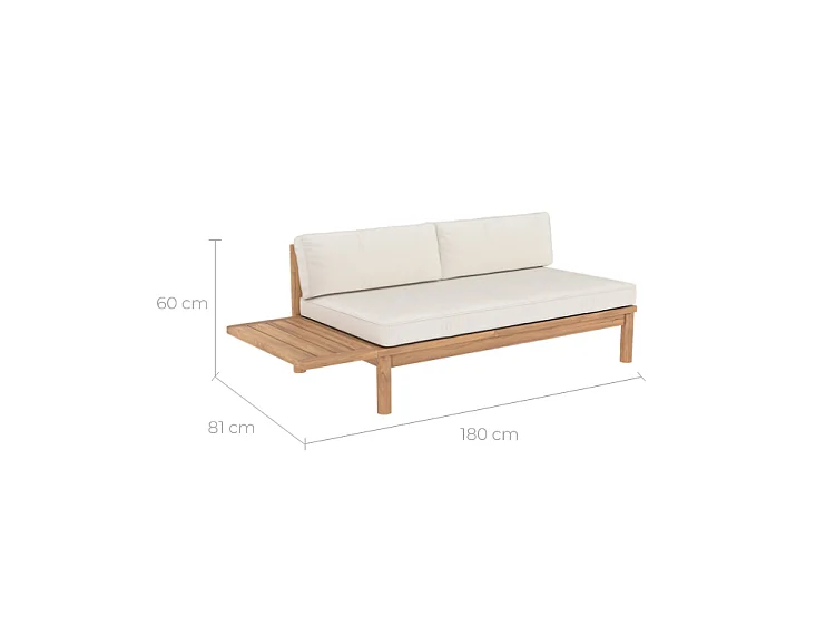 Divano da giardino a 2 posti in legno massiccio di teak e tessuto - Nadila