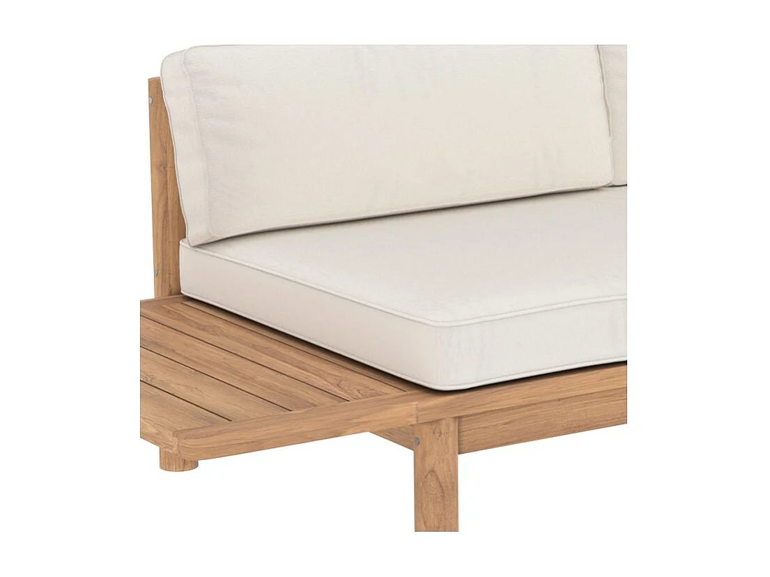 Divano da giardino a 2 posti in legno massiccio di teak e tessuto - Nadila