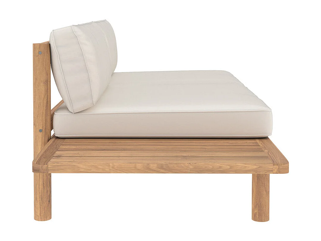 Divano da giardino a 2 posti in legno massiccio di teak e tessuto - Nadila