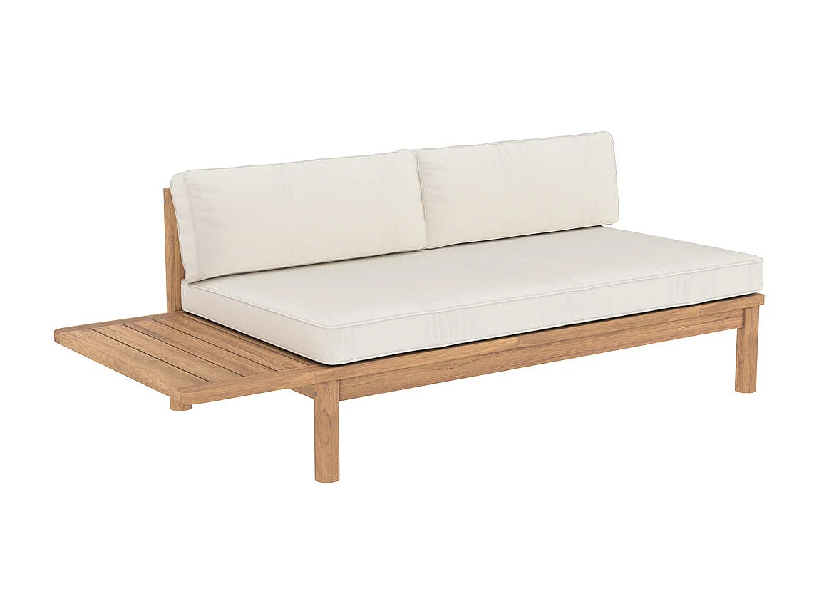 Divano da giardino a 2 posti in legno massiccio di teak e tessuto - Nadila