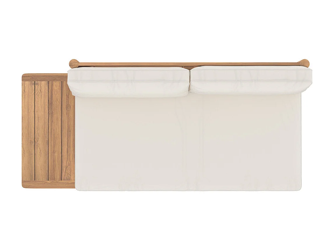 Divano da giardino a 2 posti in legno massiccio di teak e tessuto - Nadila