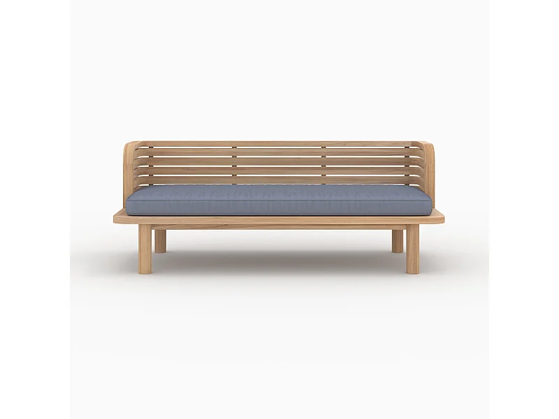 Panca da giardino in teak e cuscino grigio 2 posti - Kilda