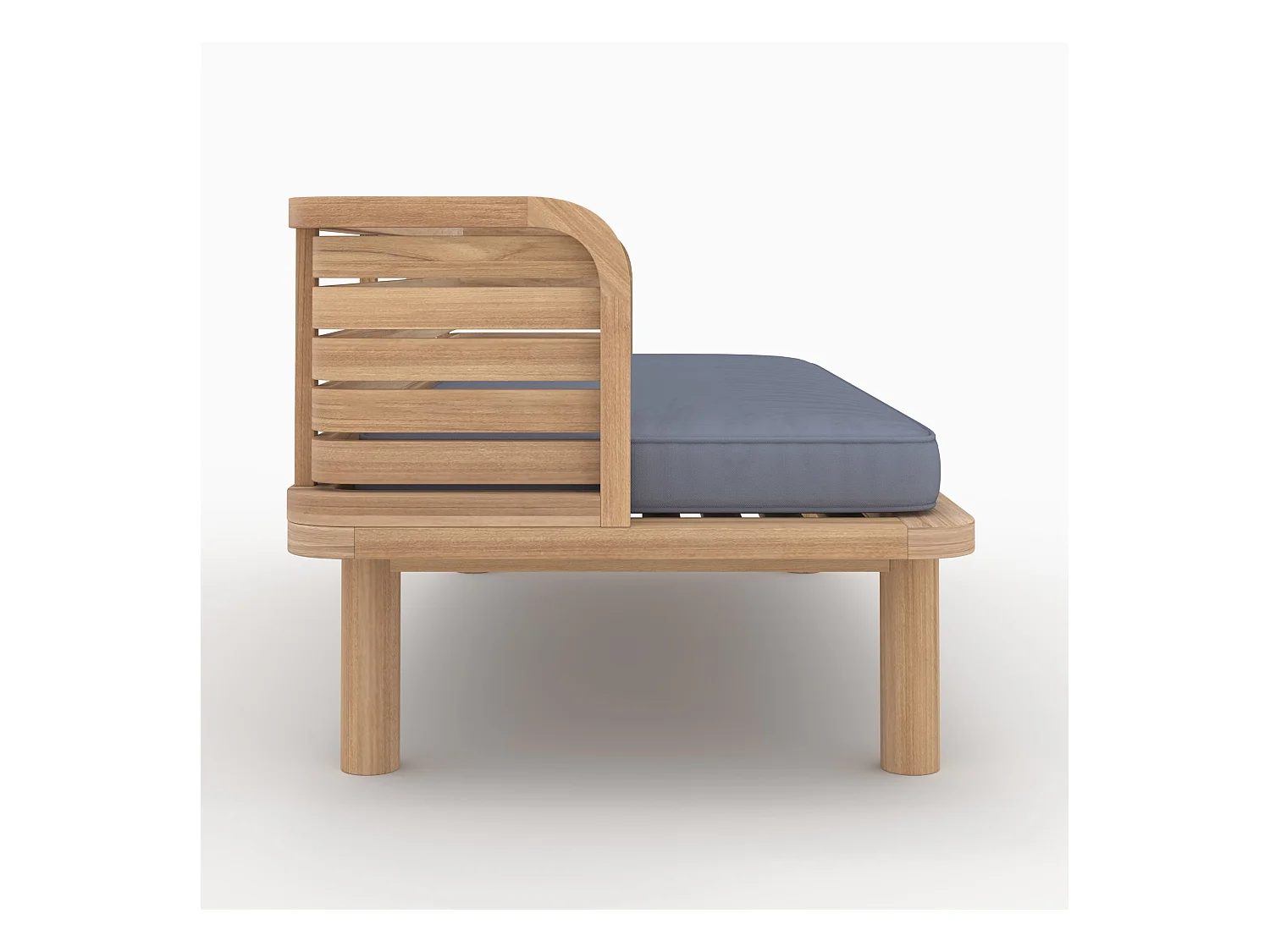 Panca da giardino in teak e cuscino grigio 2 posti - Kilda