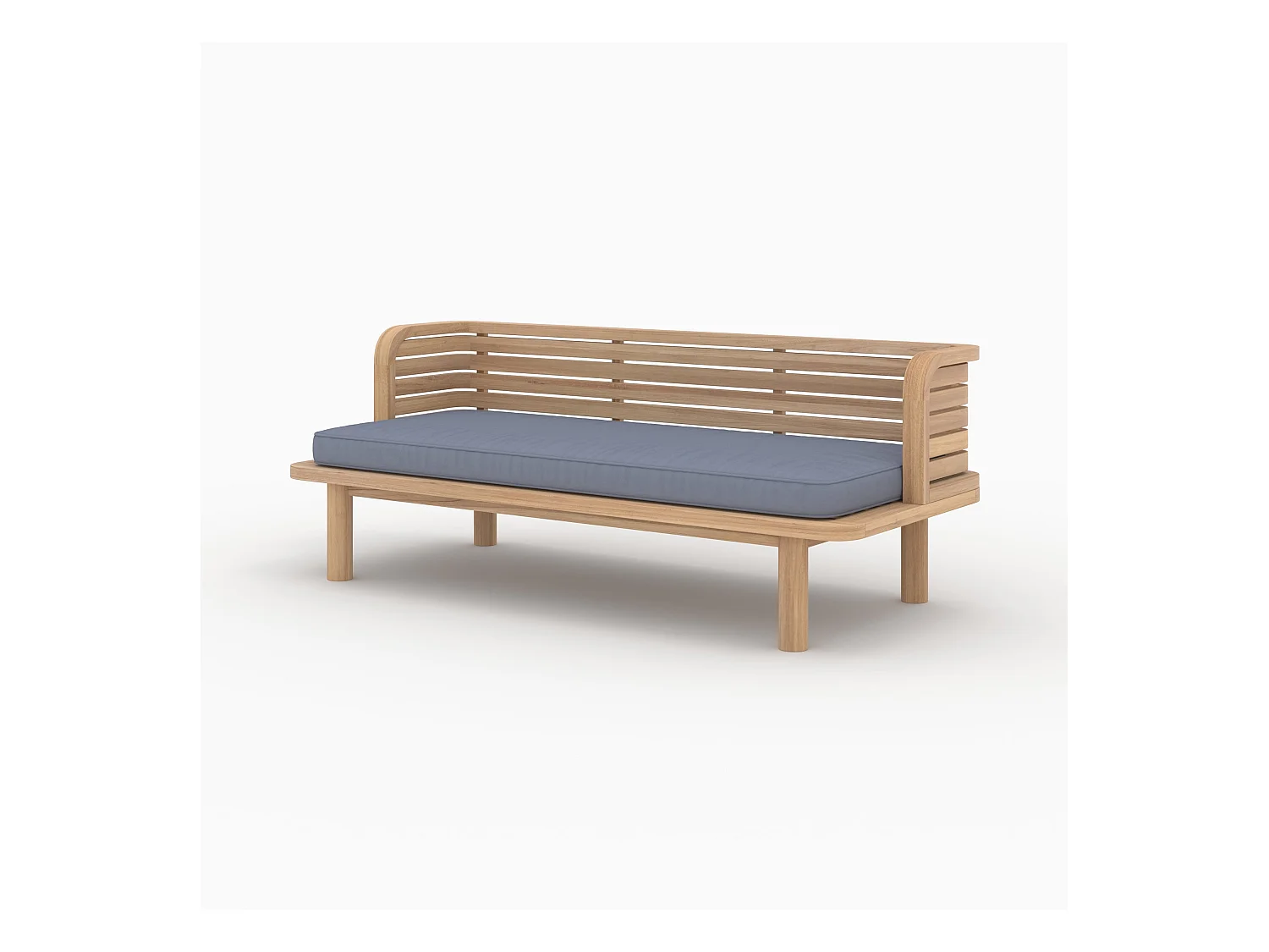 Panca da giardino in teak e cuscino grigio 2 posti - Kilda