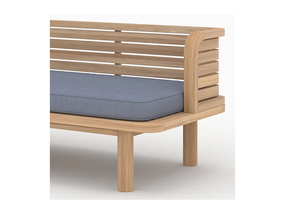 Panca da giardino in teak e cuscino grigio 2 posti - Kilda