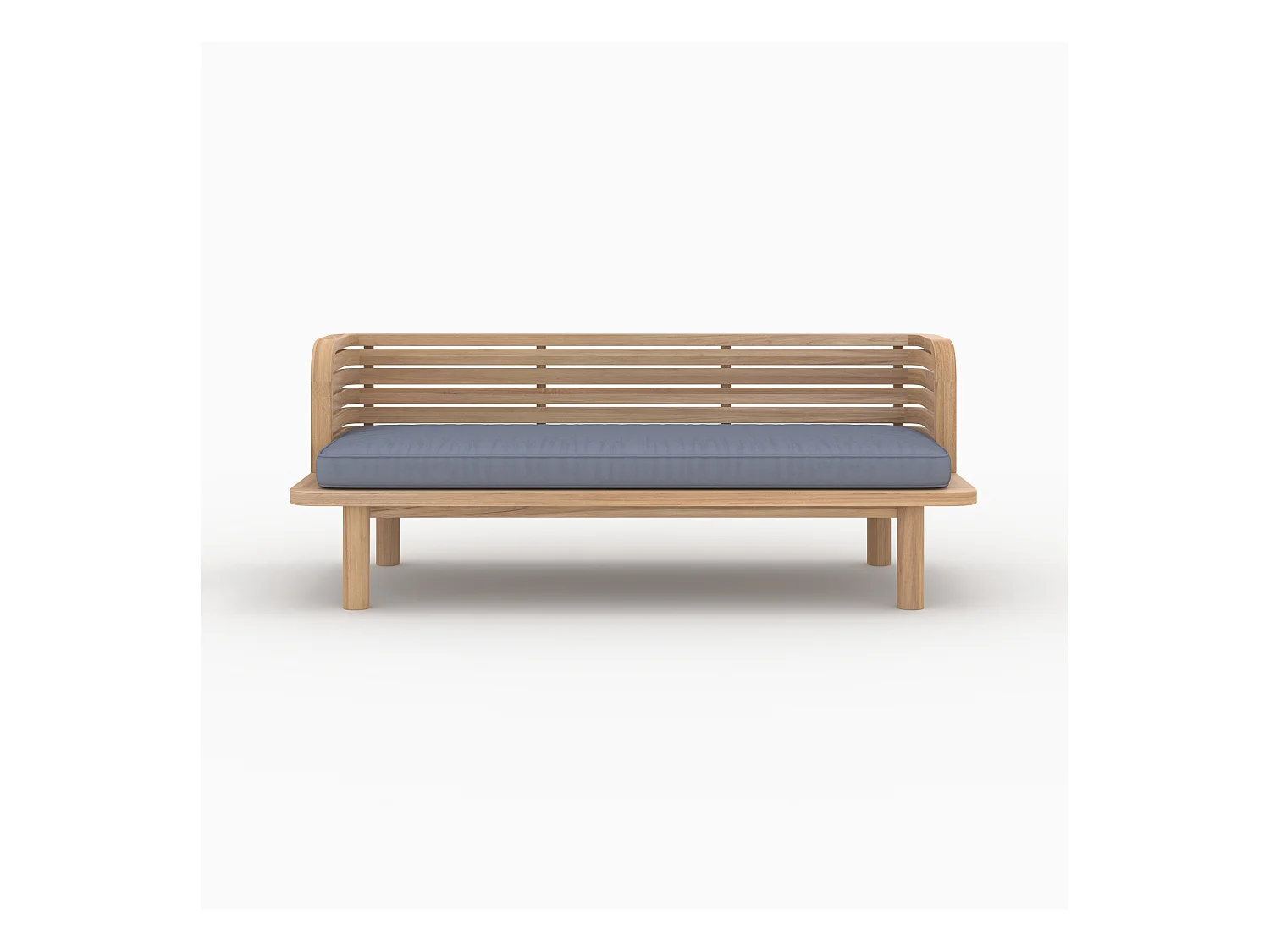 Banquette de jardin 2 places en teck et coussin gris - Kilda