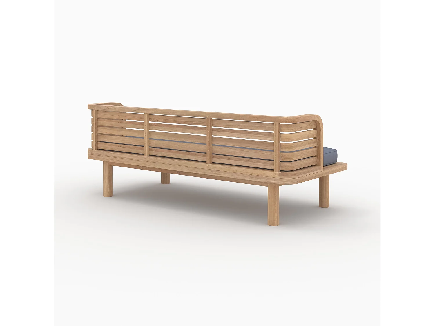 Banquette de jardin 2 places en teck et coussin gris - Kilda