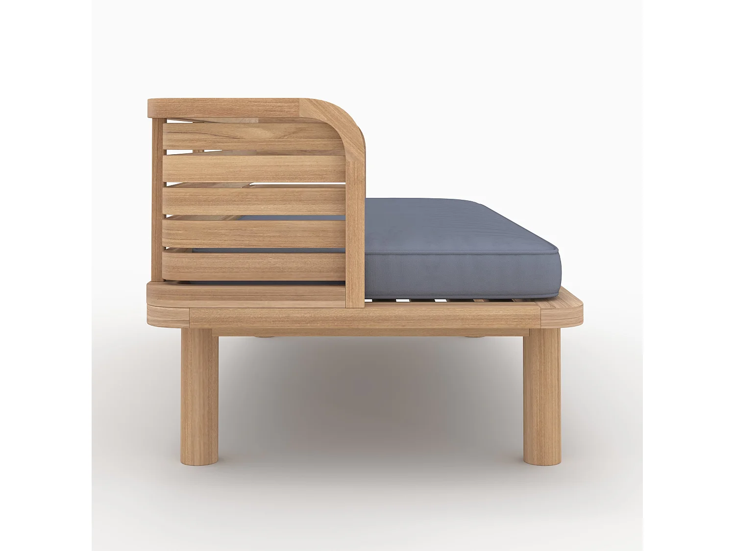 Banquette de jardin 2 places en teck et coussin gris - Kilda