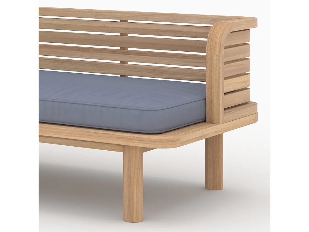 Banquette de jardin 2 places en teck et coussin gris - Kilda