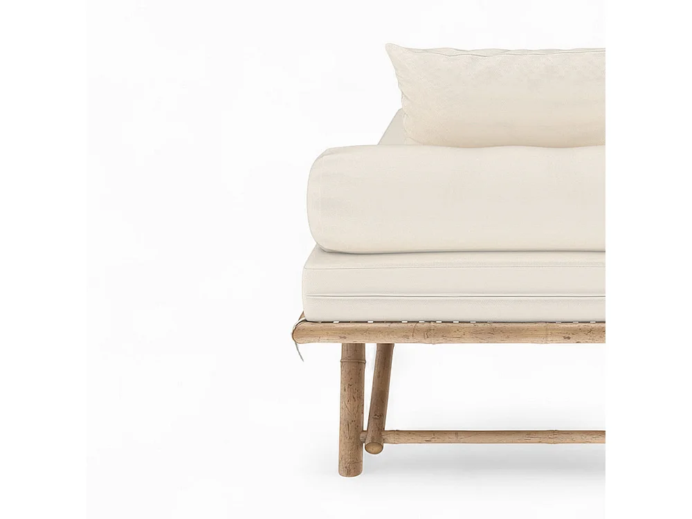 Sedia da giardino in bambù con materasso bianco - Vadella