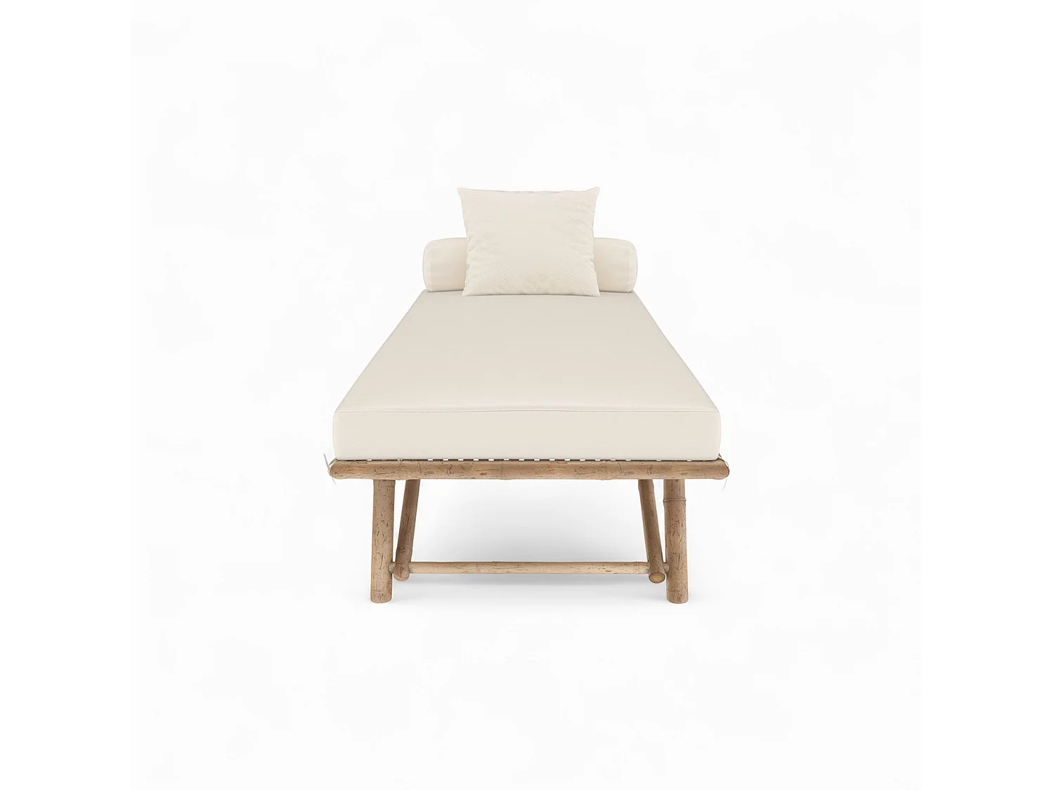 Sedia da giardino in bambù con materasso bianco - Vadella