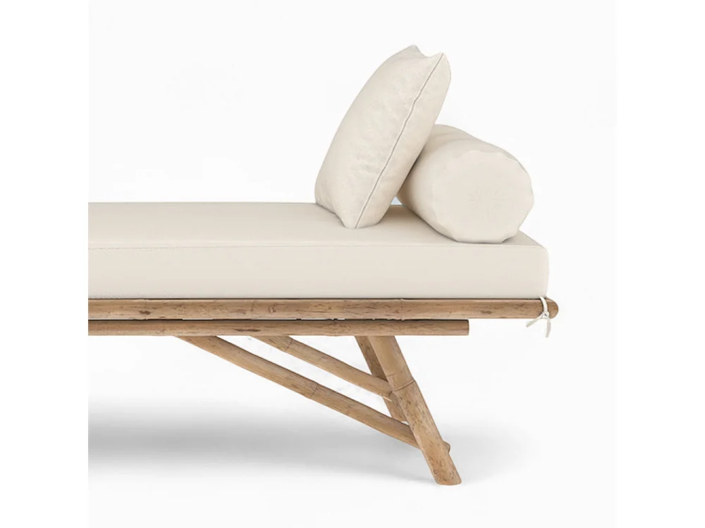 Sedia da giardino in bambù con materasso bianco - Vadella