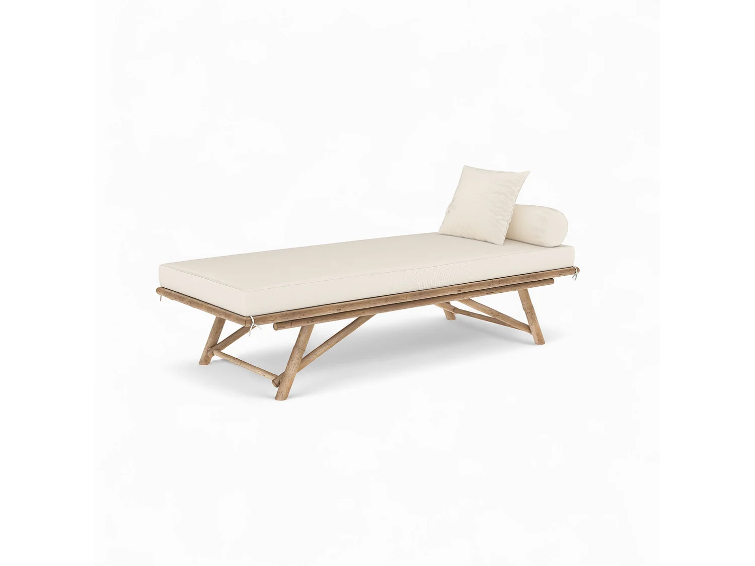 Sedia da giardino in bambù con materasso bianco - Vadella