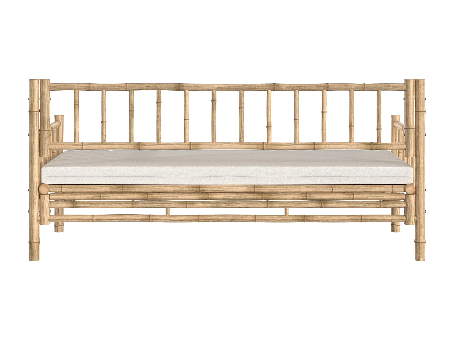 Sofá de jardín blanco de 3 plazas en bambú natural - Vadella