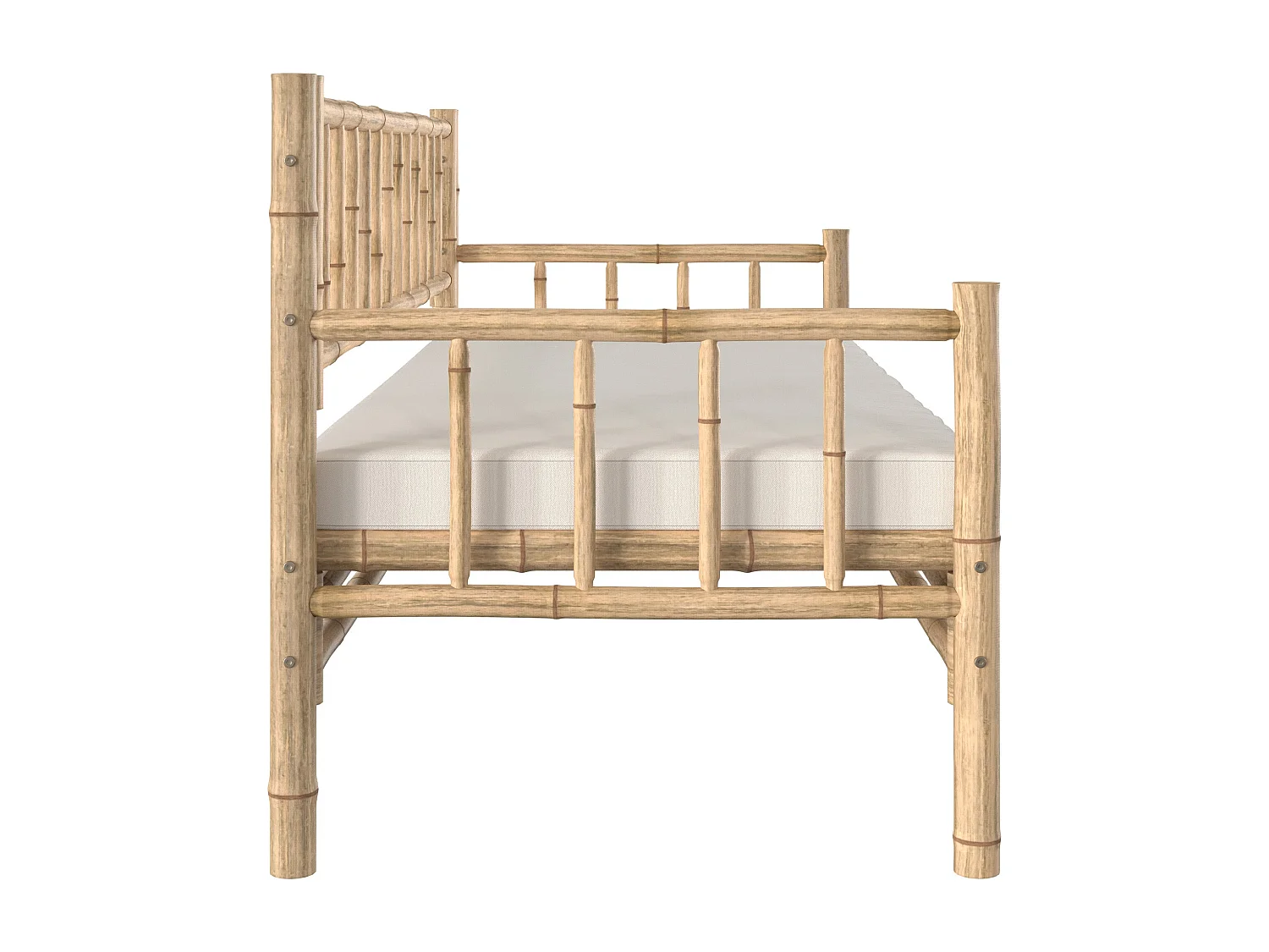 Sofá de jardín blanco de 3 plazas en bambú natural - Vadella