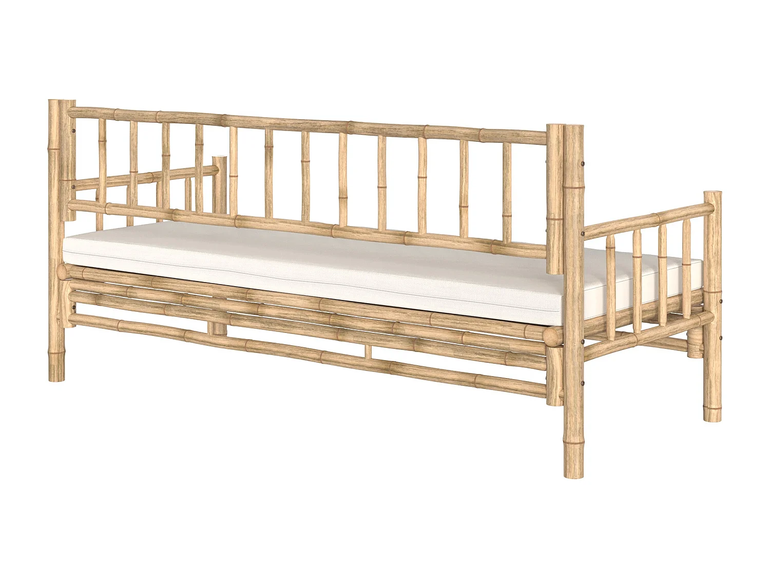 Sofá de jardín blanco de 3 plazas en bambú natural - Vadella