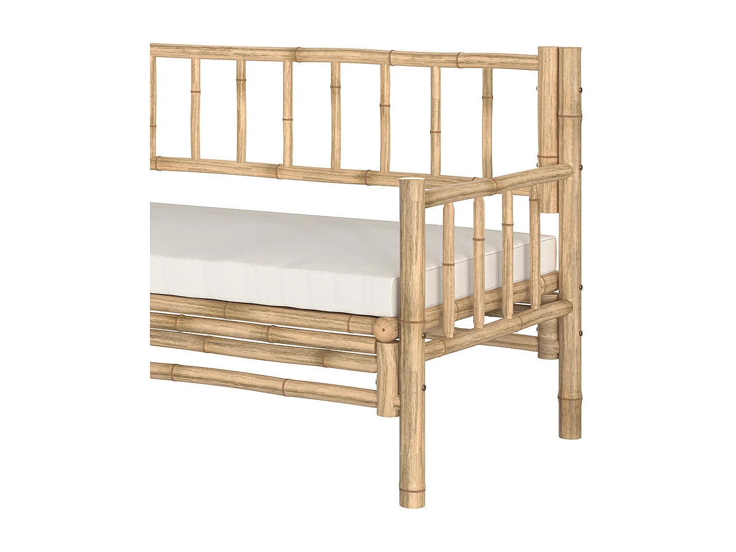 Sofá de jardín blanco de 3 plazas en bambú natural - Vadella