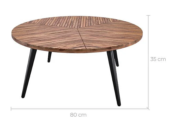 Table basse ronde en bois d'acacia D80 cm - Ella
